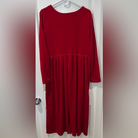 Studio Ease Ladies Women’s Red Velvet Long Sleeve Empire Waist Dress size L - Picture 3 of 5